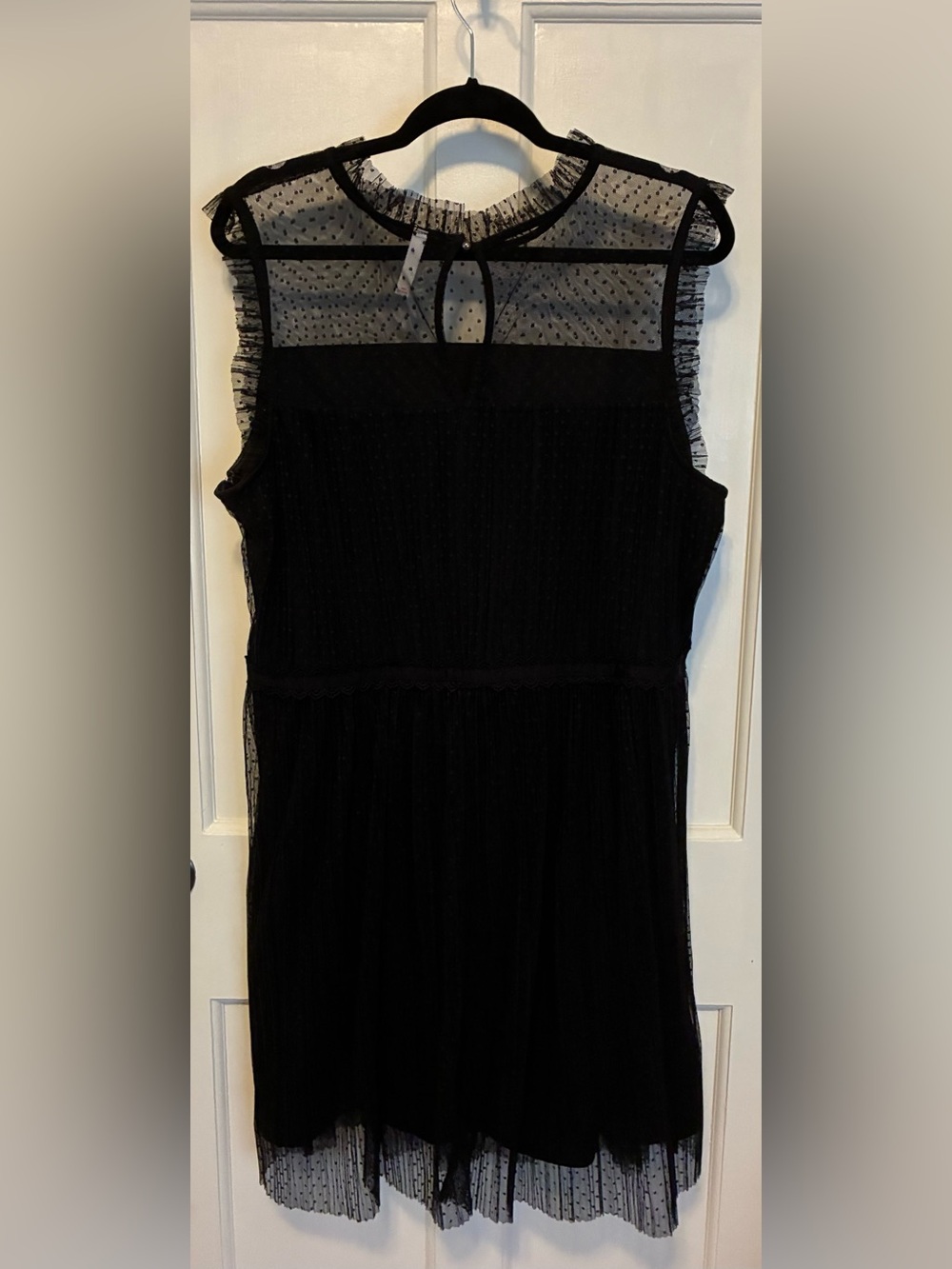Xhilaration Dress Swiss Dot Bodice Mock Neck Keyhole Back in Black‎ XXL - Picture 2 of 3
